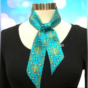TORY BURCH TWILLY RIBBON TIE NECK SCARF BAG CHARM